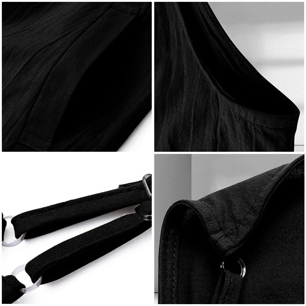 Casual Loose Jumpsuit Women Summer Solid Cotton Linen Straps Wide Leg Pants Dungaree Bib Overalls Sleeveless Oversized Jumpsuits
