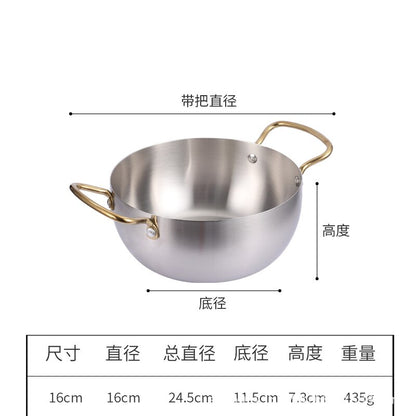 Instant Noodles Korean Style Stainless Steel Soup Pot Induction Cooker Available Household Binaural Stainless Steel  Ramen Pot