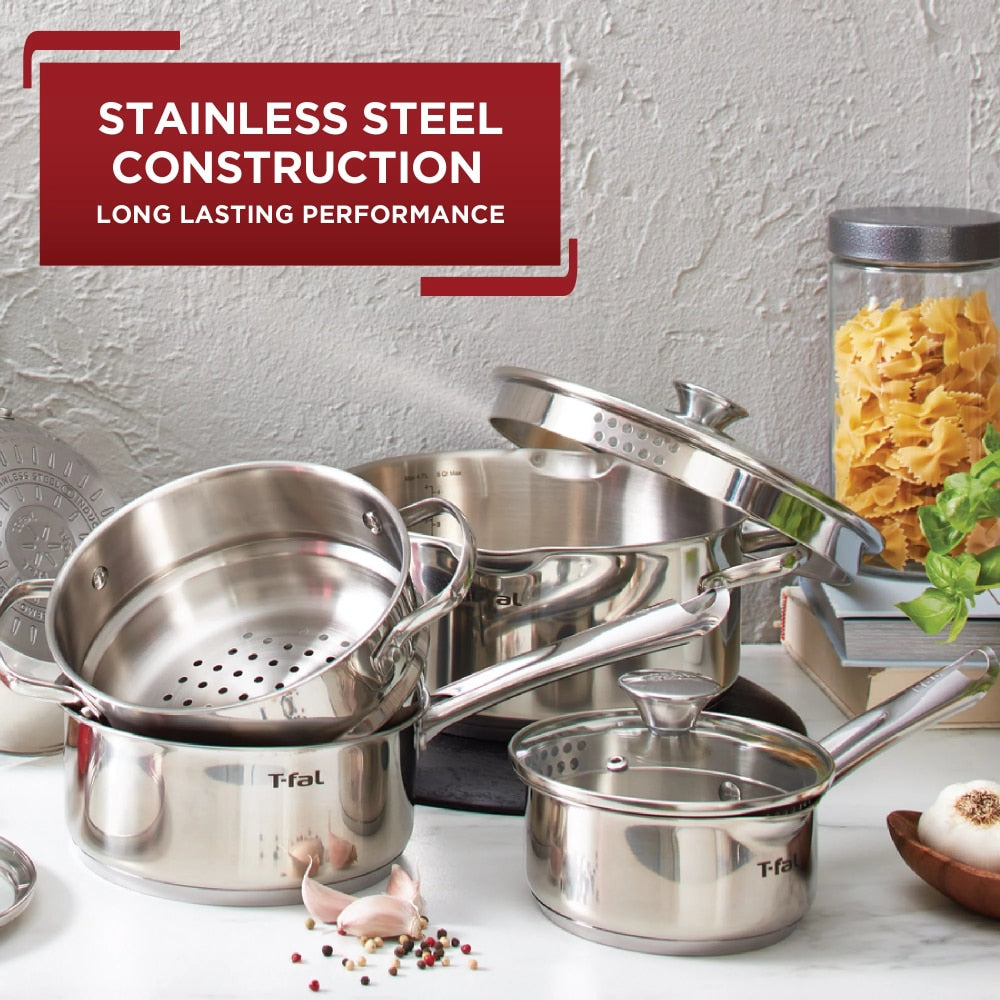 Cook &amp; Strain Stainless Steel Cookware Set, 14 Piece Set, Dishwasher Safe