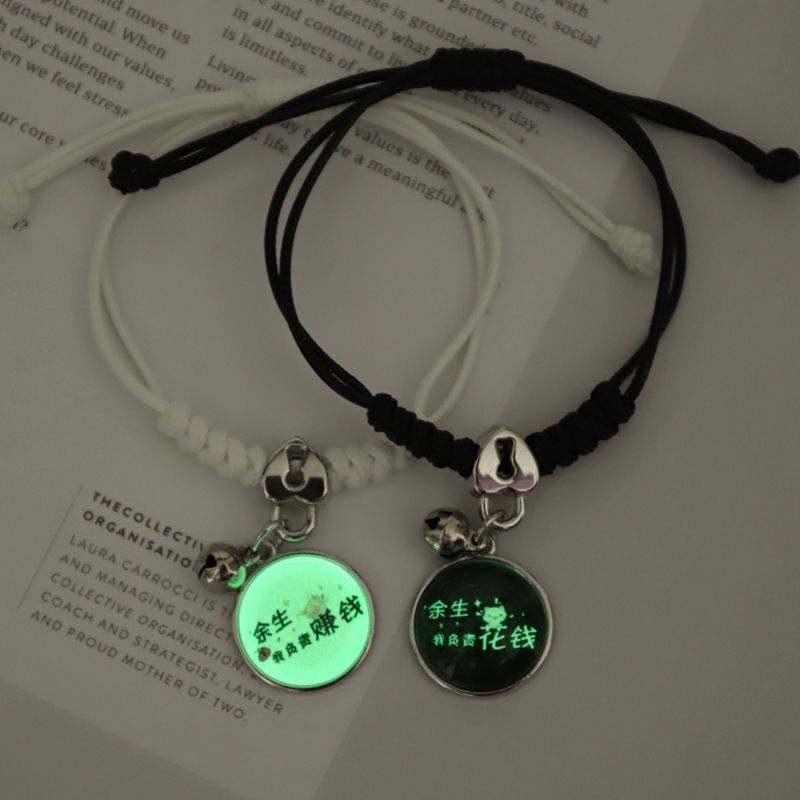 2023 Luminous Cat Star Moon Bracelet Couple Charm Handmade Adjustable Rope Matching Friend Bracelet Infinite Love Jewelry Gifts