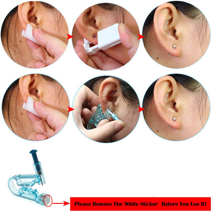 1/2/4Pcs Disposable Sterile Ear Piercing Unit Cartilage Tragus Helix Piercing Gun No Pain Piercer Tool Machine Kit Stud Jewelry