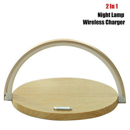 Multifuction Wireless Charger Bluetooth Speaker for IPhone 13 14 Wooden Table Lamp High Power Charging Light Speaker Bluetooth