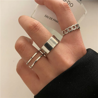 Vintage Hollow Heart Butterfly Rings Set For Women Metal Silver Color Geometric Spiral Shape Ring 22pcs Set 2023 Trendy Jewelry