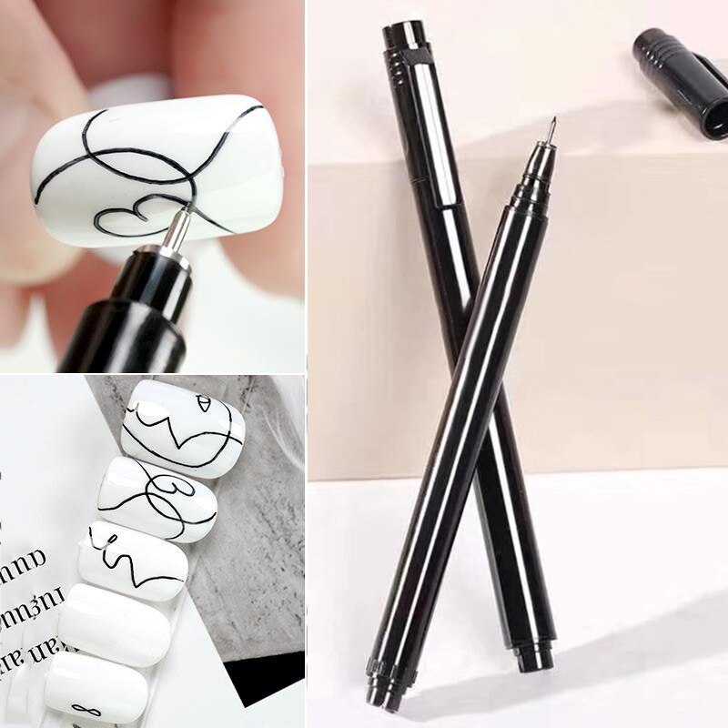 BORN PRETTY-Bolígrafo de Graffiti para arte de uñas, delineador de pintura para manicura, herramientas de pintura de diseño de uñas, negro, 3D