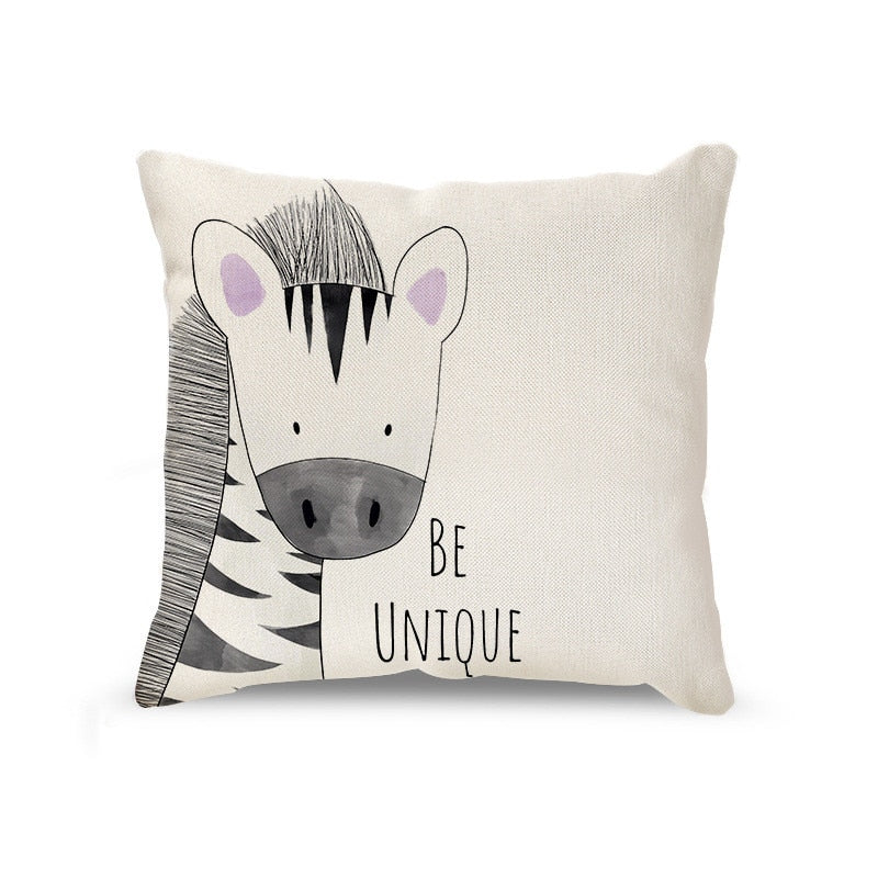 Cartoon Animal Linen Pillowcase Home Decor Throw Pillow Covers Cotton Throw Cushion Case for Sofa Couch