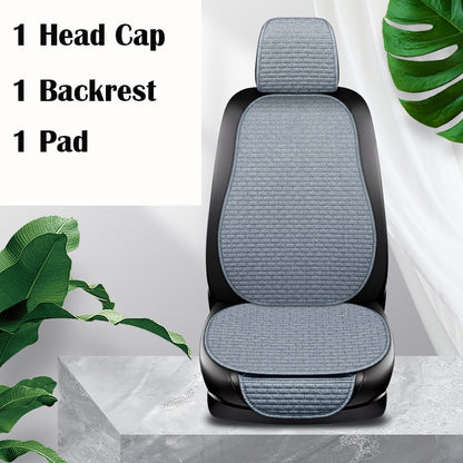 Flax Car Seat Cover Breathable Comfortable Summer Linen Seat Cushion Protector With Storage Bag Auto Interior Mat Universal Size