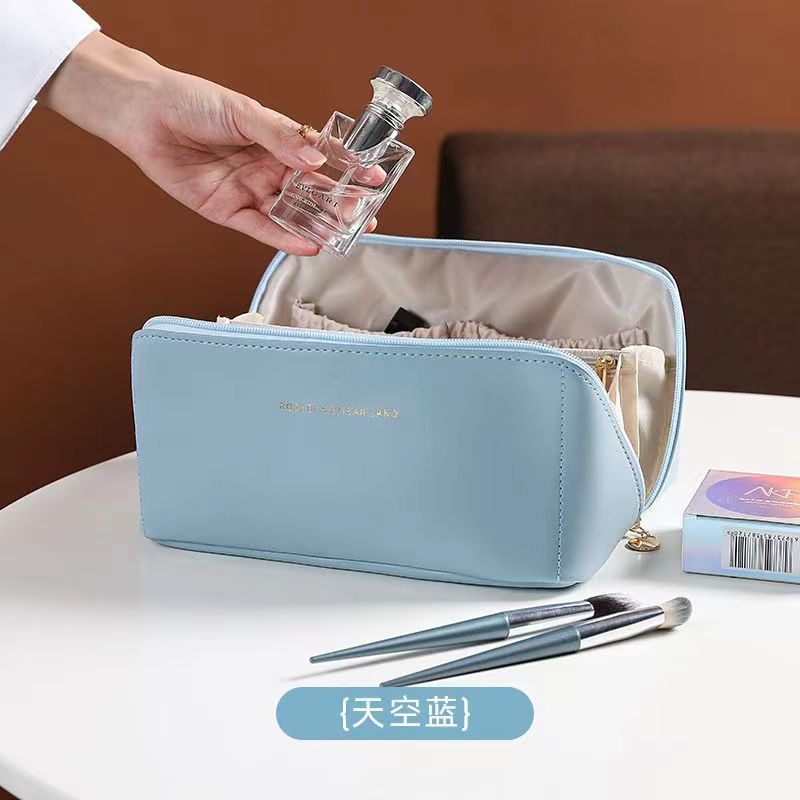 Large Travel Cosmetic Bag for Women Leather Makeup Organizer Female Toiletry Kit Bags Make Up Case Storage Pouch Luxury Lady Box