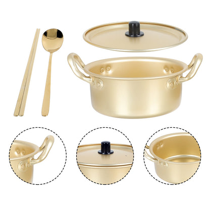 Yellow Outdoor Decor Korean Ramen Pot Noodle Lid Cauldron Aluminum Stock Household Cookware Portable Cooking Instant