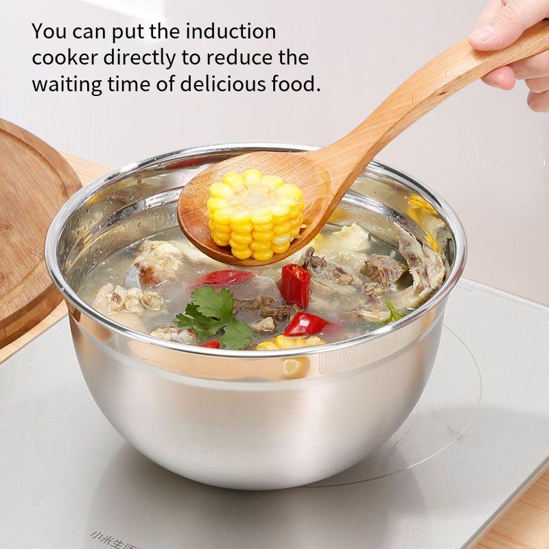 WePick BakingThickened 304 Cake Baking Bowl Stainless Steel Salad Bowl Multi-specification with Scale Egg Bowl Baking Supplies