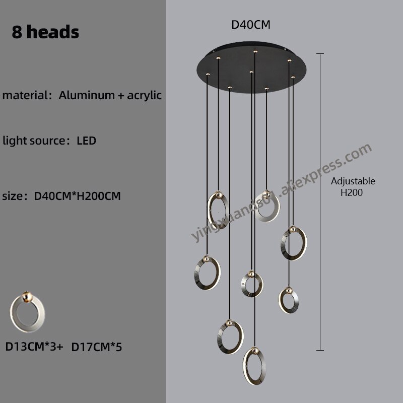 Pendant Staircase LED Attic Villa Living Room Ceiling Pendant Lights 2023 Designer Lamp Nordic Long Annular Staircase Chandelier