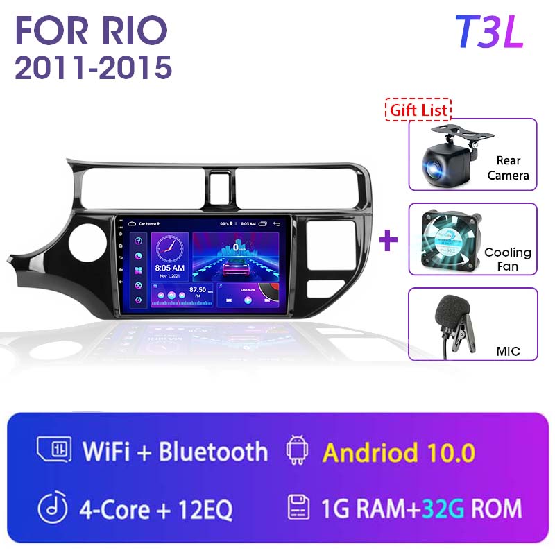 Android 11 2 Din for KIA RIO 2011-2015 Car Radio Multimedia Video Player GPS Navigation MP5 DVD Speakers Stereo Audio Carplay 9"