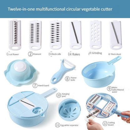 12pcs/lot Kitchen Multifunctional Salad Utensils Vegetable Chopper Carrot Potato Manual Shredder Kitchen Cooking Vegetable Tools