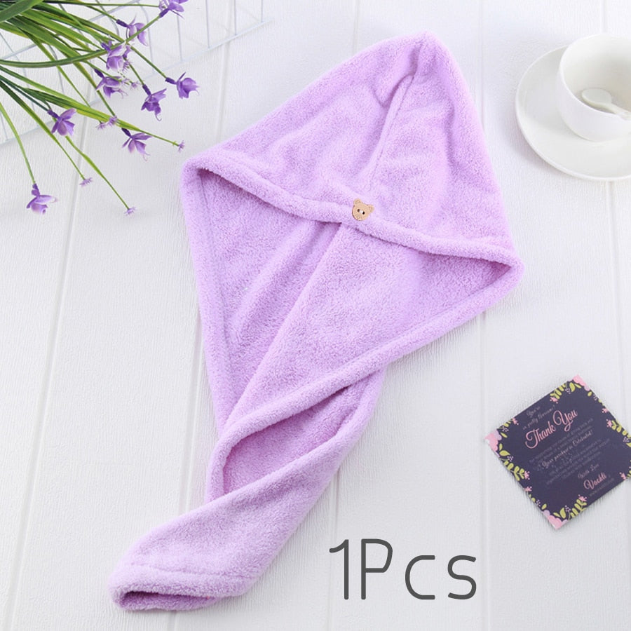 Quick-dry Hair Towel Women Hair Drying Hat Cap Hat Bath Hat Microfiber Solid Towel Cap Super Absorption Turban Hair Dry Cap