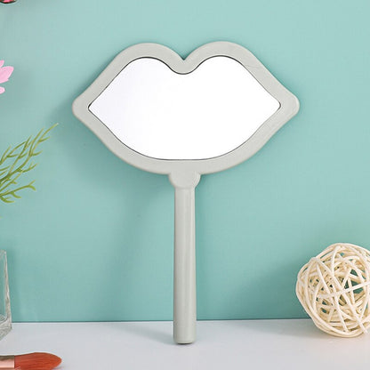 Handheld Makeup Mirror Lip Shaped Makeup Mirror With Handle Hand Mirror SPA Salon Compact Mirrors Cosmetic Mirror For Women