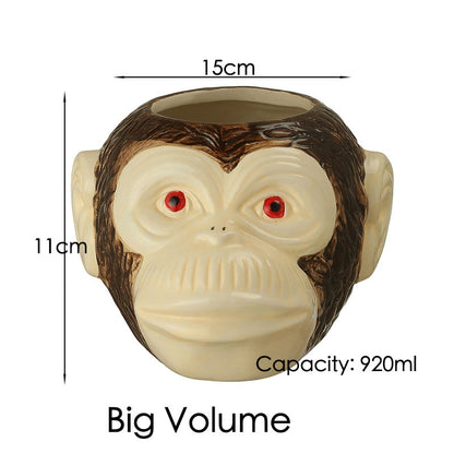 Ceramic Tiki Mug Creative Porcelain Beer Wine Mug Cup Bar Tool ,Exotic Cocktail Glasses, Tiki Bar