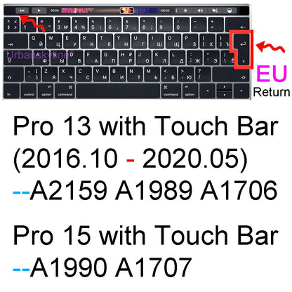 Keyboard Cover for Macbook Air 13 M2 Pro 13 M1 14 Max 15 16 Bar ID 17 Retina 11 Silicone Protector Skin Case A2337 A2779 A2681