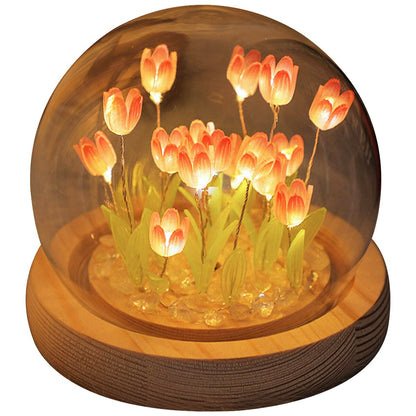 Tulip Night Light DIY Battery Operated Tulip Flower Table Lamp Simulation Flower LED Nightlight Bedside Sleep Light Home 2023