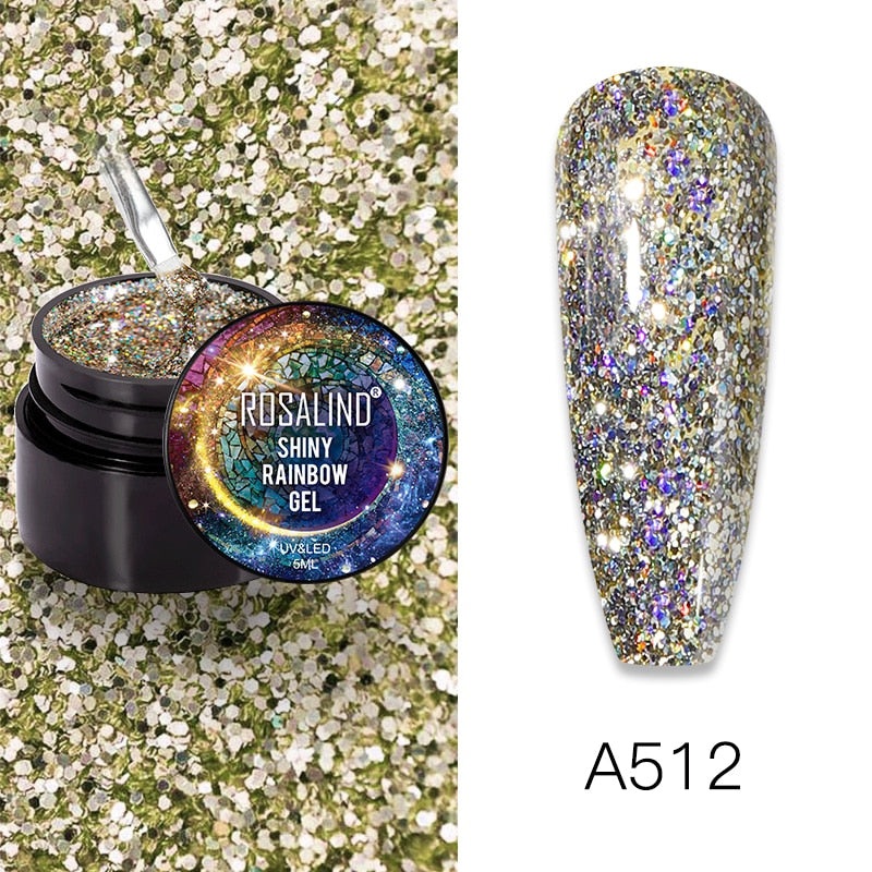 ROSALIND Nail Polish Gel Semi-permanent Varnish UV Glitter Paint Shiny Gel Base Coat Tips Poly Kit For Nail Art Decorations