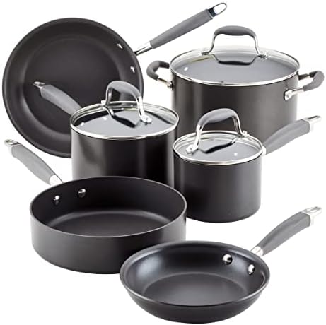 Hard Anodized Nonstick Cookware / Pots and Pans Set, 9 Piece - Gray