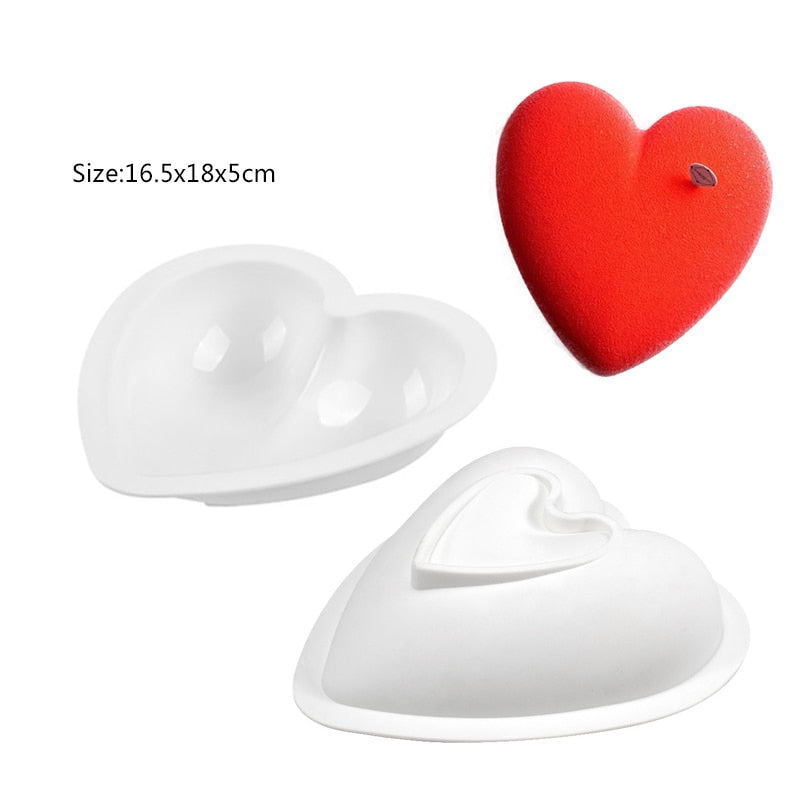 Heart Shaped Silicone Mold Cake Mousse Baking Forms Tray Silicon Soap Candle Making Moulds Kitchen Bakeware Tool