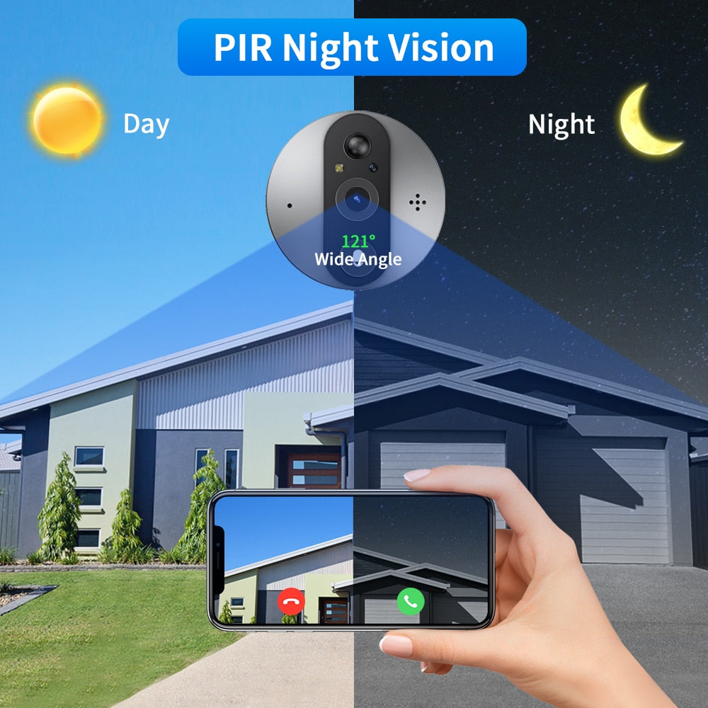 Elecpow 4.3Inch Smart Home Tuya Peephole Doorbell Camera 1080P 200W Pixel Door Viewer Night PIR Motion Detection Video Door Bell