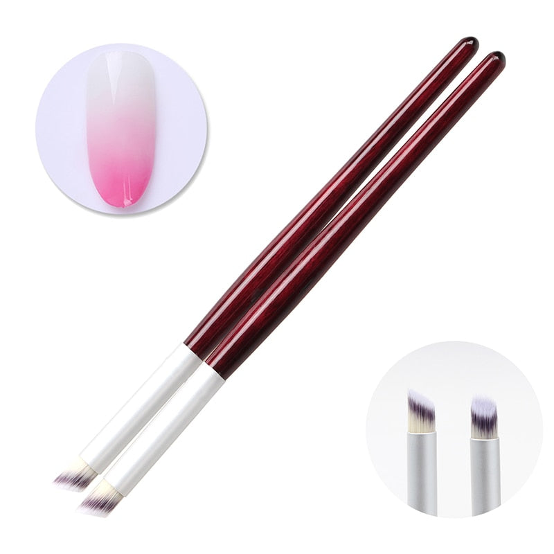 1PC Gradient Nail Brush Ombre Art Brushes For Manicure Uv Gel Polish Draw Paint Pen New Beauty Nail Tools Set