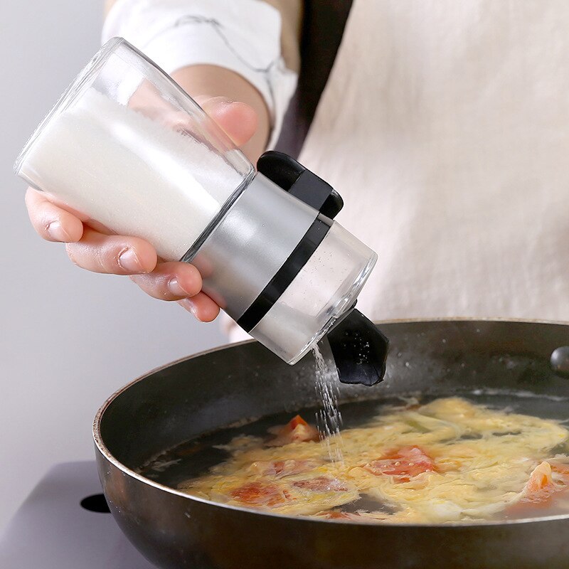 Kitchen Push-type Salt Dispense Pepper Shaker Spice Salt Sugar Bottle Spice Jar Push Type Can Seasoning Bottle Kitchen Gadgets