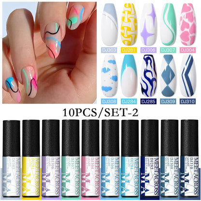 MEET ACROSS 6/12Pcs Nail Liner Gel Set Line Polish Gel Kit Nail Art Design For UV Paint Nail Drawing Polish DIY Painting Varnish