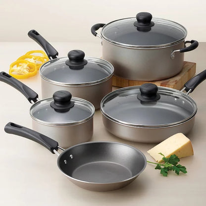 Tramontina 9-Piece Non-Stick Cookware Set, Champagne cooking pots set  cookware  casserole