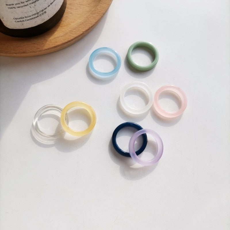 2022 Hallyu New Stray Kids Felix Same Ring Color Acrylic Ring Fashion Candy Color Transparent Resin Accessories Women's Jewelry