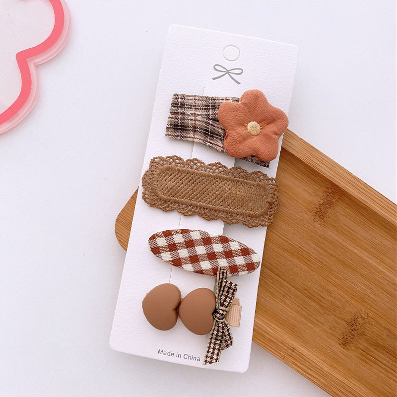 Coffee Warm Color Cute Cartoon Princess Hairpins Children Girls Kid Hair Clips Barrettes Accessories Hairclip Headwear Headdress