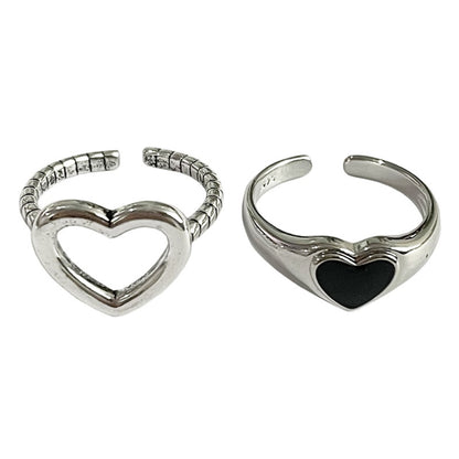 2023 New Fashion Simple Heart Vintage Love Ring Personalized Adjustable Opening Fashion Black Ring Girl Jewelry