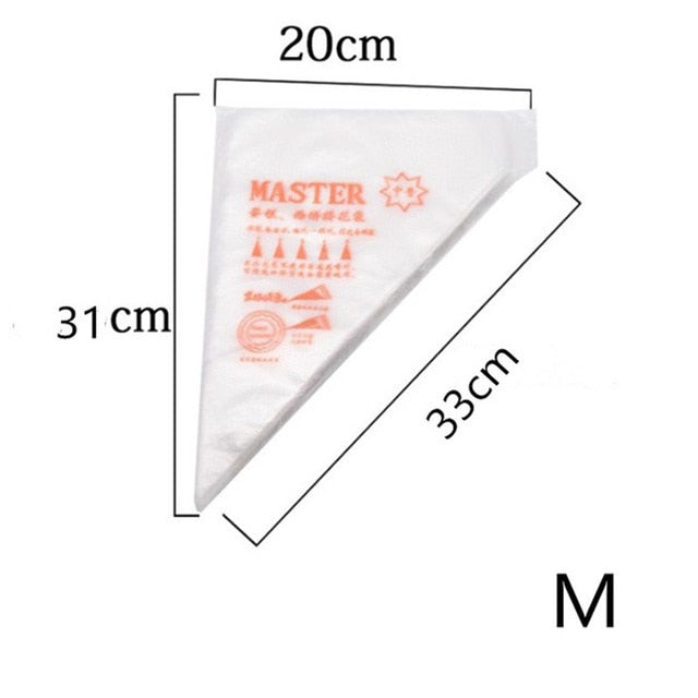 50PCS Disposable Pastry Bags Cake Cream Decoration Kitchen Icing Food Preparation Bags Cup Cake Piping Tools Baking Accessories