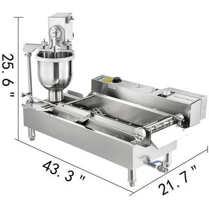 VEVOR Commercial Automatic Donut Making Machine 7L Hopper Stainless Steel Doughnut Maker 3 Sizes Molds Fryer Kitchen Appliances