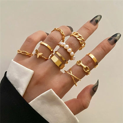 Hip Hop Cross Ring On Finger Chains Adjustable Jewelry Rings for Men Women Gothic anillos Aesthetic Rings 2023 Trend Accessories