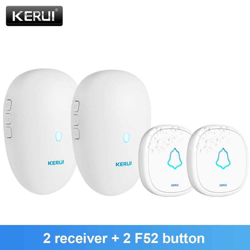 KERUI M521 Outdoor Wireless Doorbell Smart Home Security Welcome Chime Kit Door Bell Alarm LED Light Outdoor Button Battery