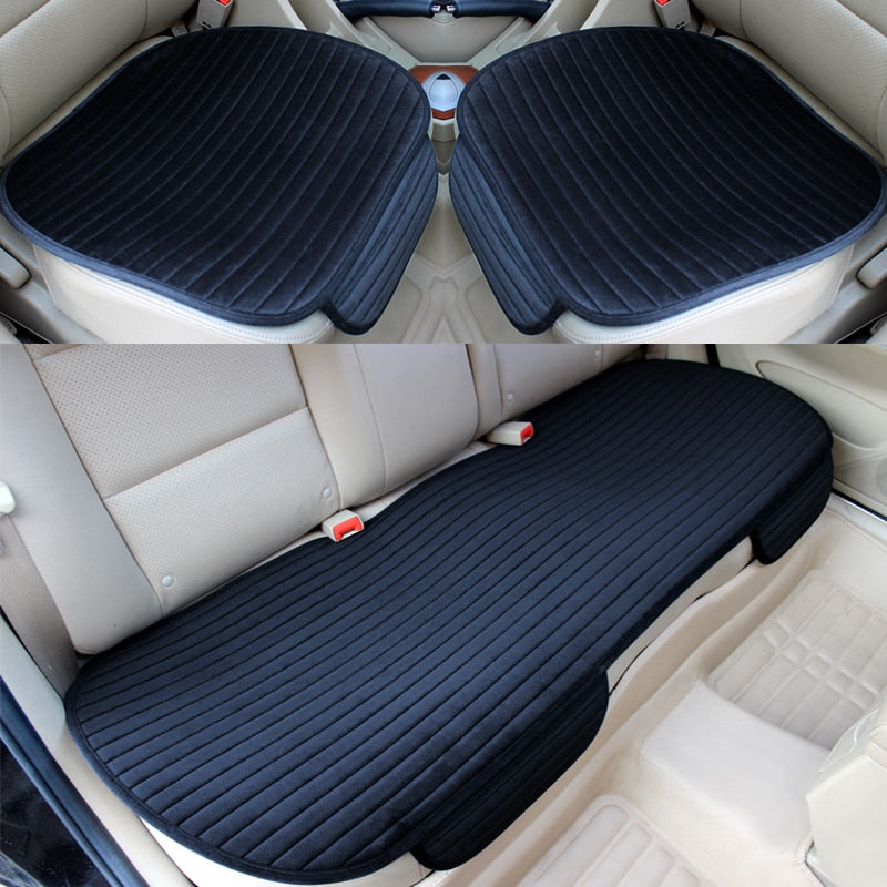 Car Seat Cover Car Accessory Front Rear Flocking Cloth Winter Warm Cushion Breathable Protector Mat Pad Universal Auto Interior