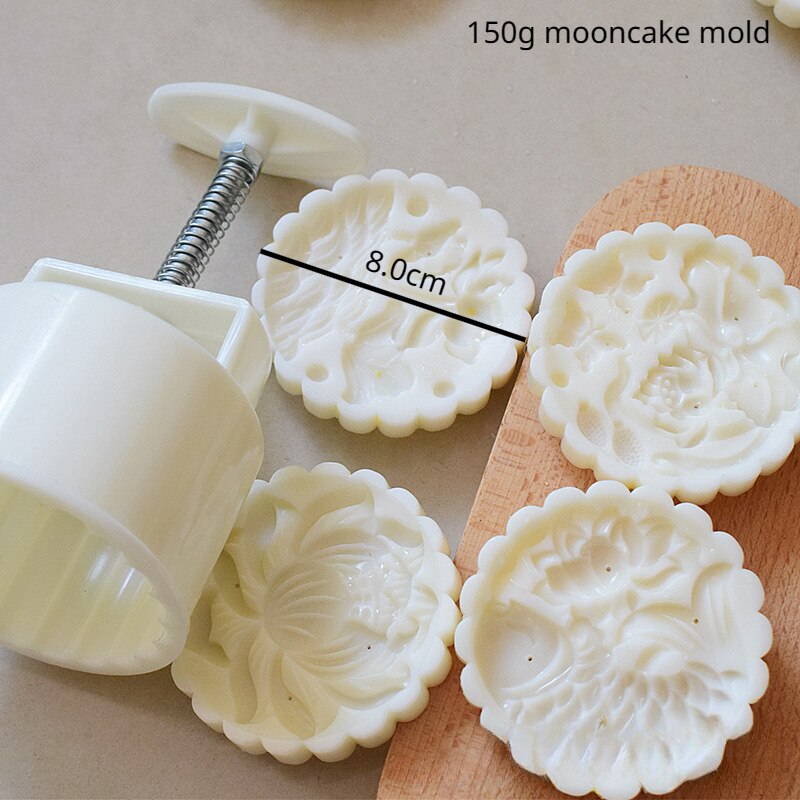 Mid-autumn Moon Cake Press Mold, Hand-pressed Cookie Dessert DIY with Stamp Flower,DIY Hand Press Cookie Cutter Mooncake Maker