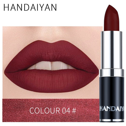 Handaiyan Sexy Nude Red Brown Purple Lipgloss Matte Lip Gloss Velvety Lipstick Matte Waterproof Makeup Long Lasting Cosmetic