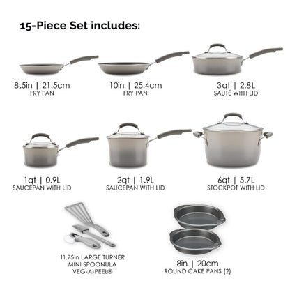 Rachael Ray 15PCS Nonstick Pots Pans Set Cookware Set