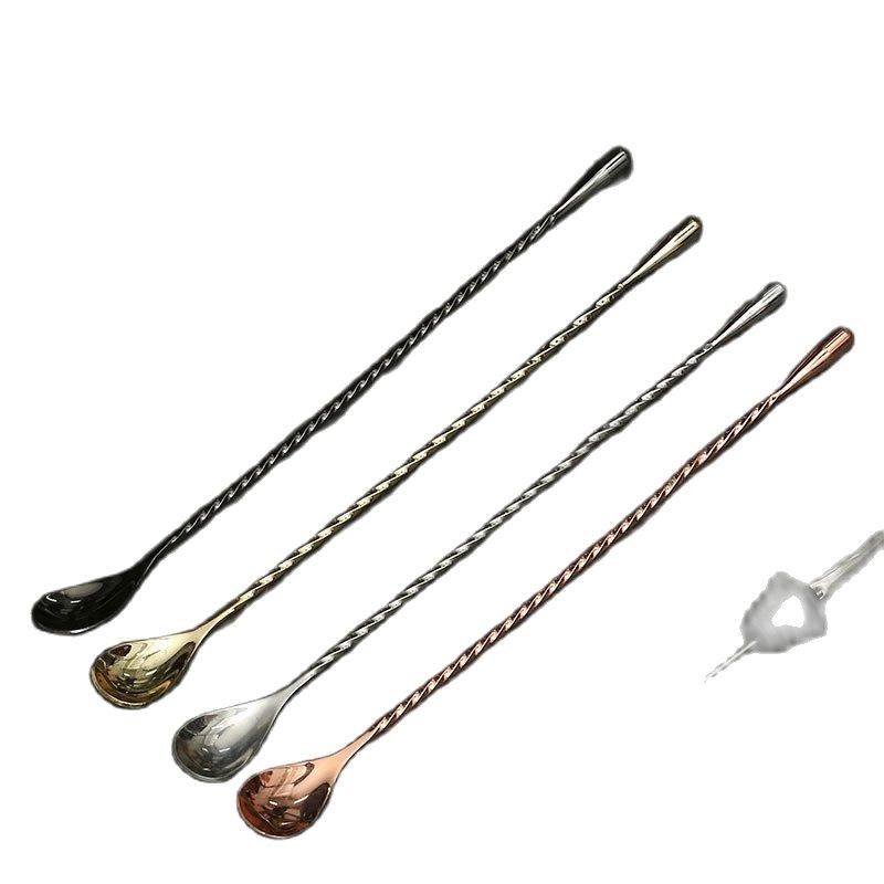 30/40/50cm Stainless Steel Stir Bar Spoon Mixing Ounces Cocktail Scoops Spiral Pattern Bartender Tools Teadrop Spoon Bar Tool