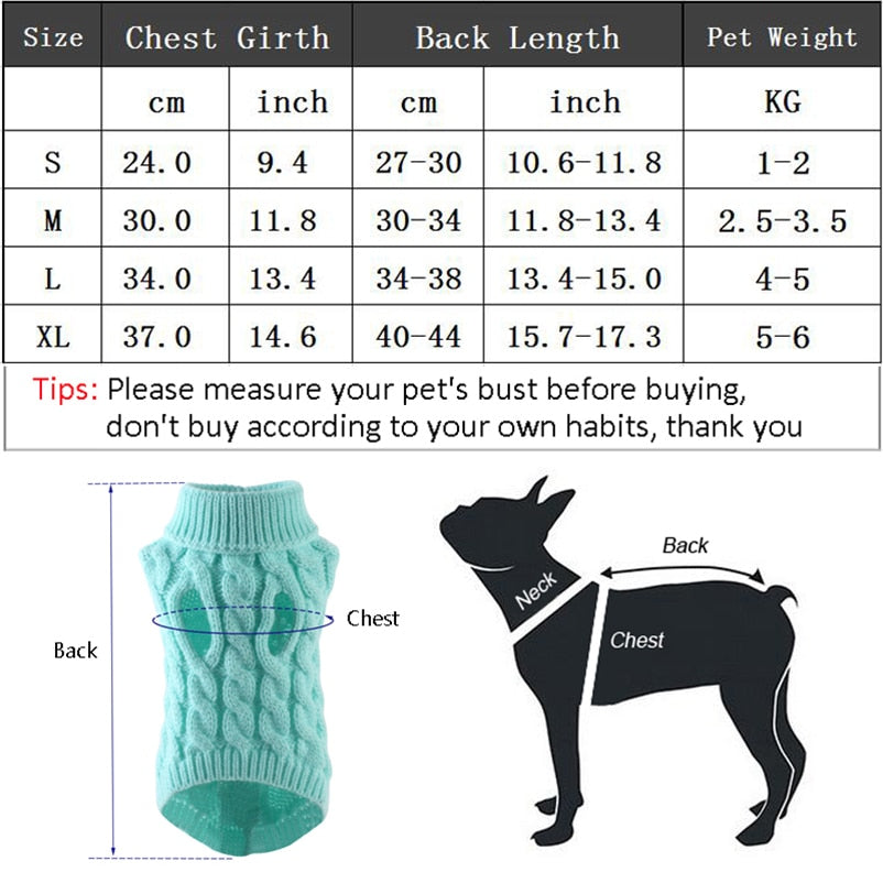 Puppy Dog Sweaters for Small Medium Dogs Cats Clothes Winter Warm Pet Turtleneck Chihuahua Vest Soft Yorkie Coat Teddy Jacket