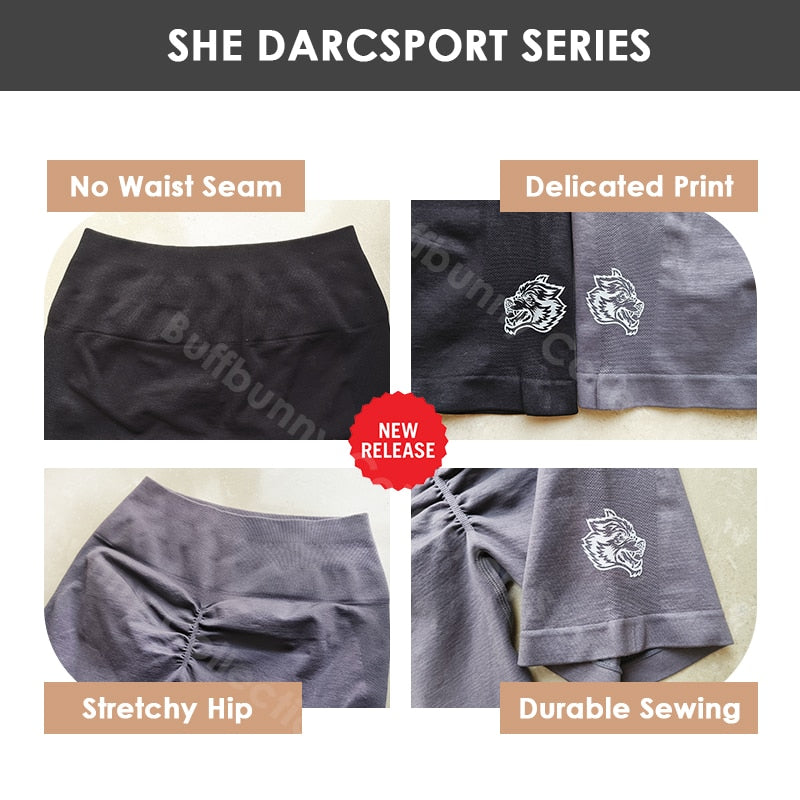 Darc Seamless Shorts Elastic Pants for Women High Waist Push Up Booty Workout Fitness Sports Wear Gym Clothing Yoga Shorts