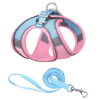 Reflective Pet Harness Dogs Strap With Leash Adjustable Nylon Harness Vest Breathable Collars For Chihuahua Small Large Dogs