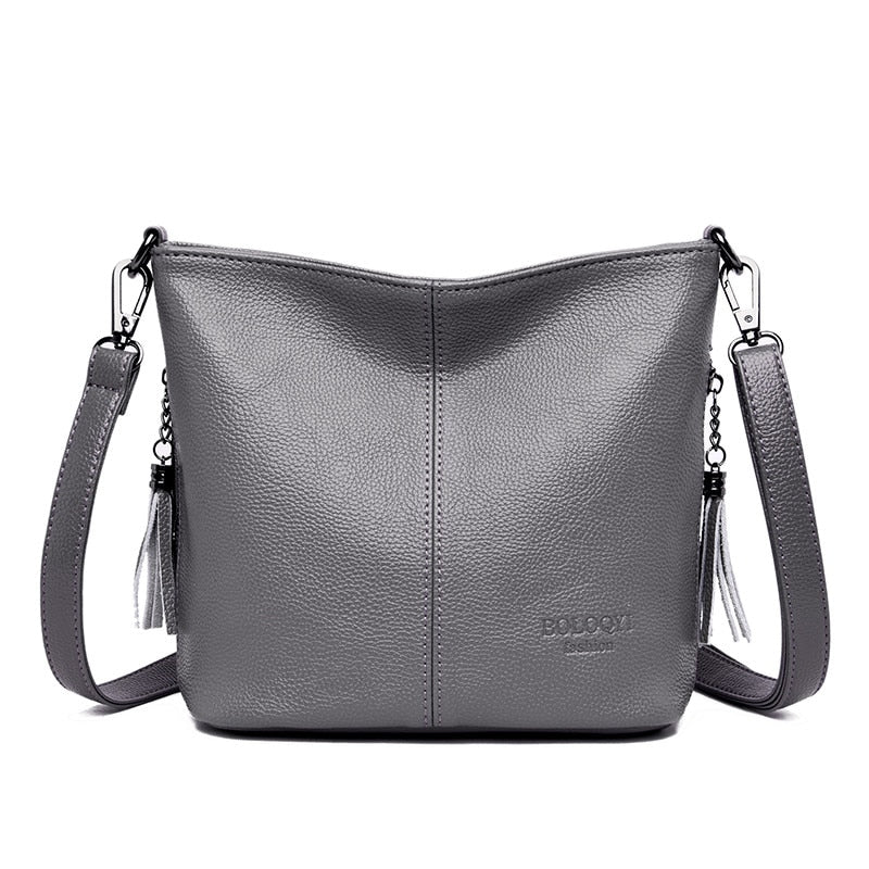 Genuien Tassels Ladies Hand Crossbody Bags For Women Leather Luxury Purses And Handbags Women Shoulder Bags Designer Bucket Sac