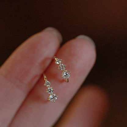 925 Silver Needle Simple Shiny Zircon Earrings Gold Plating Jewelry Crystal Stud Earrings Women