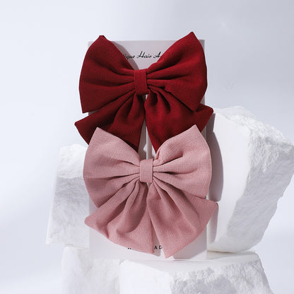 2Pcs/set Women Girls Sweet Solid Bowknot Hair Clips Print Bows Hairpins Ribbon Barrettes Duckbill Clip Headwear Hair Accessories