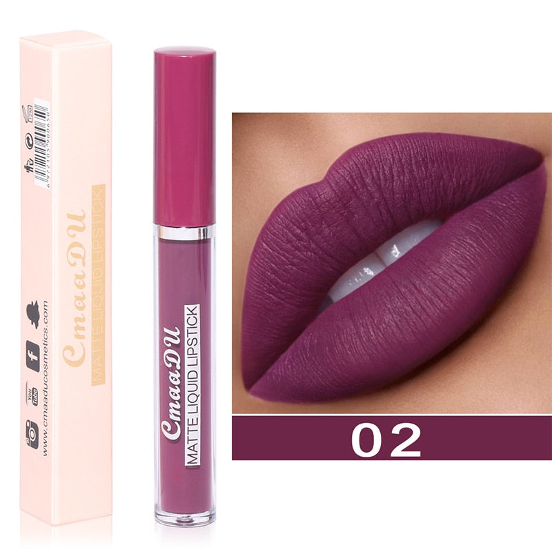 Sexy Long Lasting Velvet Matte Lip Gloss Liquid Lipstick Lip Makeup Women Beauty Red Nonstick Cup Waterproof Lip Gloss YZL2