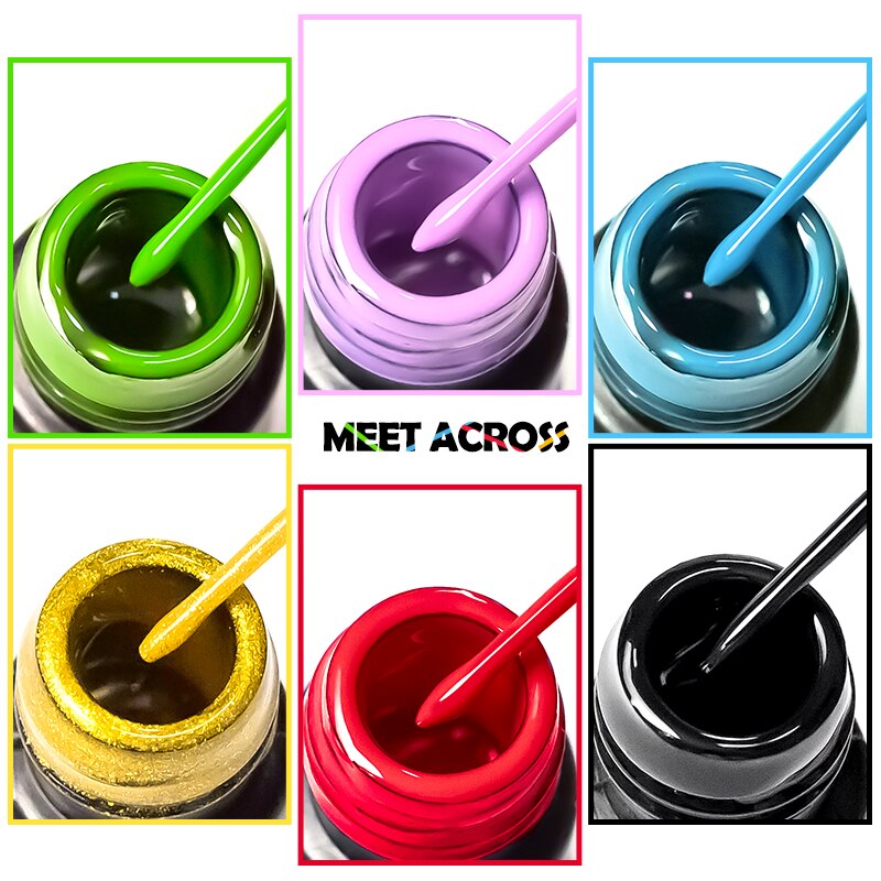 MEET ACROSS 6/12Pcs Nail Liner Gel Set Line Polish Gel Kit Nail Art Design For UV Paint Nail Drawing Polish DIY Painting Varnish