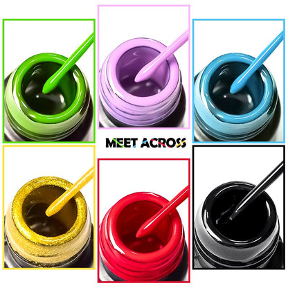 MEET ACROSS 6/12Pcs Nail Liner Gel Set Line Polish Gel Kit Nail Art Design For UV Paint Nail Drawing Polish DIY Painting Varnish